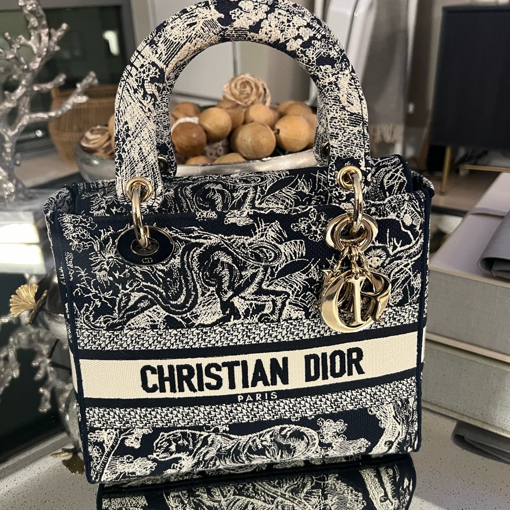 Dior Blue and White Mini Bag with Structured Design